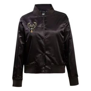 Milwaukee Bucks Black Glam Varsity Jacket