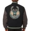 Milwaukee Bucks Black Two Tone Varsity Jacket 1