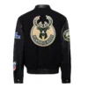 Milwaukee Bucks Black Wool Varsity Jacket 1