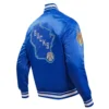 Milwaukee Bucks City Edition Royal Blue Satin Varsity Jacket 1