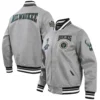 Milwaukee Bucks Crest Emblem Full-Snap Wool Grey Varsity Jacket