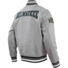 Milwaukee Bucks Crest Emblem Full-Snap Wool Grey Varsity Jacket 2