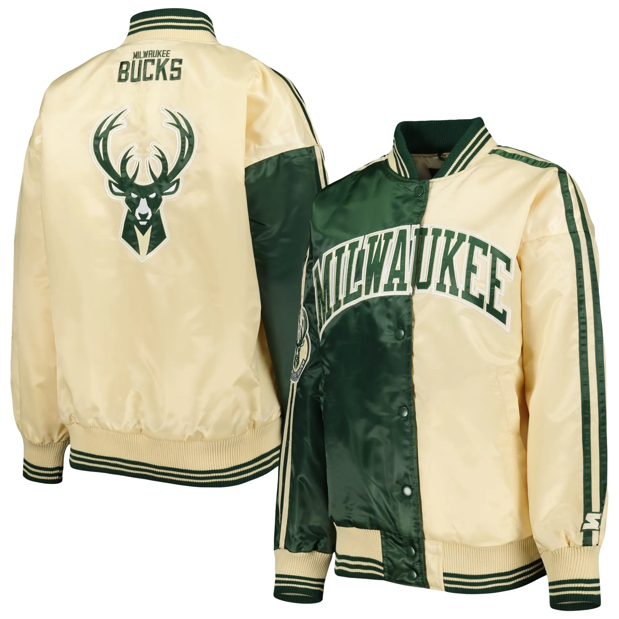 Milwaukee Bucks Fast Break Green Varsity Jacket 3
