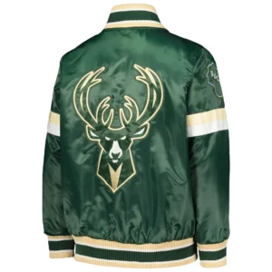 Milwaukee Bucks Home Game Green Varsity Jacket 1