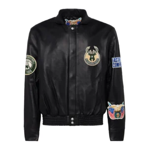 Milwaukee Bucks Jeff Hamilton Black Leather Jacket