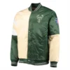 Milwaukee Bucks Leader Cream and Green Varsity Jacket