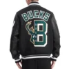 Milwaukee Bucks Mashup Black Wool and Leather Varsity Jacket