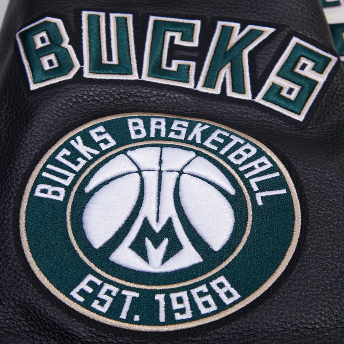 Milwaukee Bucks Retro Classic White and Black Wool and Leather Varsity Jacket 6
