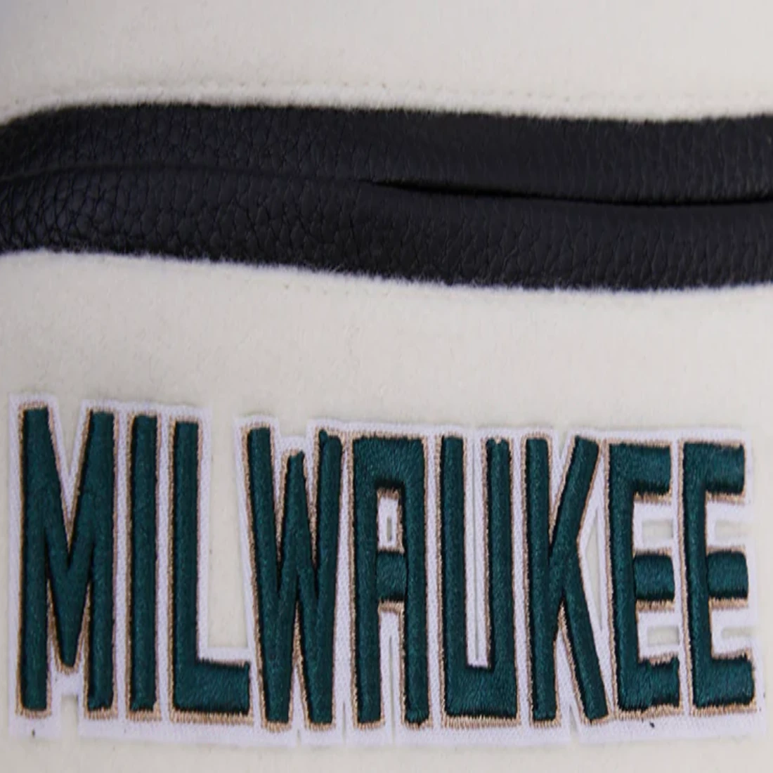 Milwaukee Bucks Retro Classic White and Black Wool and Leather Varsity Jacket 8