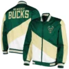 Milwaukee Bucks Ripstop Color Block Green Varsity Jacket 3