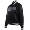Milwaukee Bucks Script Tail Black Varsity Jacket 1