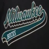 Milwaukee Bucks Script Tail Black Wool Varsity Jacket 5