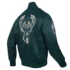 Milwaukee Bucks Script Tail Green Varsity Jacket 2