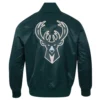 Milwaukee Bucks Script Tail Green Varsity Jacket 3