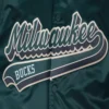Milwaukee Bucks Script Tail Green Varsity Jacket 4