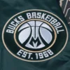 Milwaukee Bucks Script Tail Green Varsity Jacket 5