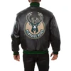 Milwaukee Bucks Team Color Leather Black Jacket 1