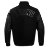 Milwaukee Bucks Triple Black Wool and Leather Varsity Jacket 3