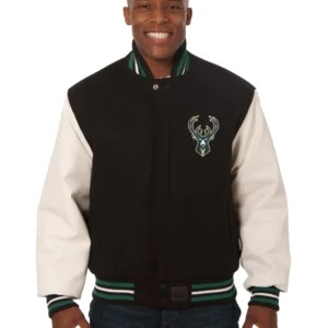 Milwaukee Bucks Two Tone Domestic Black Wool Jacket