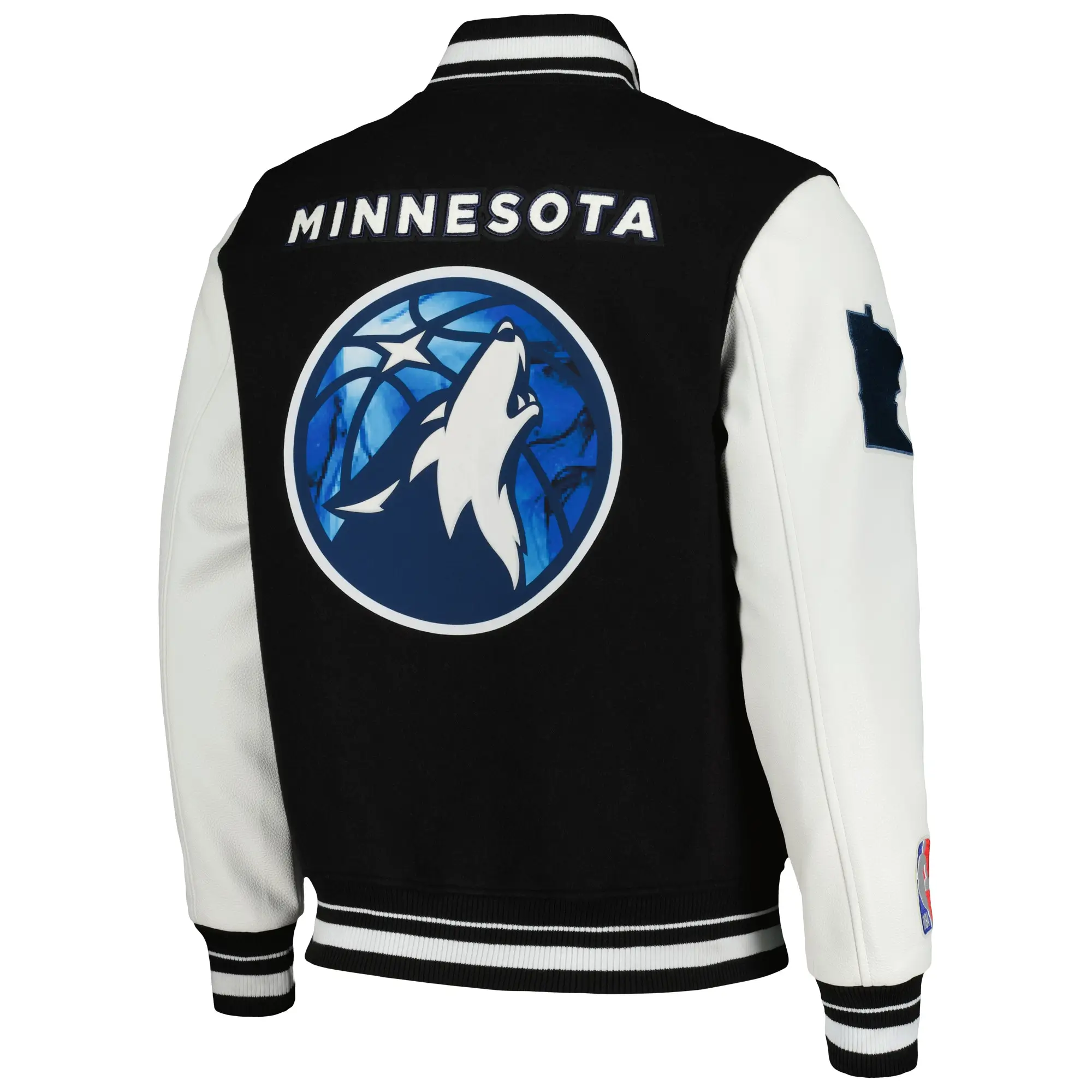 Minnesota Timberwolves Black City Edition Wool Varsity Jacket 1