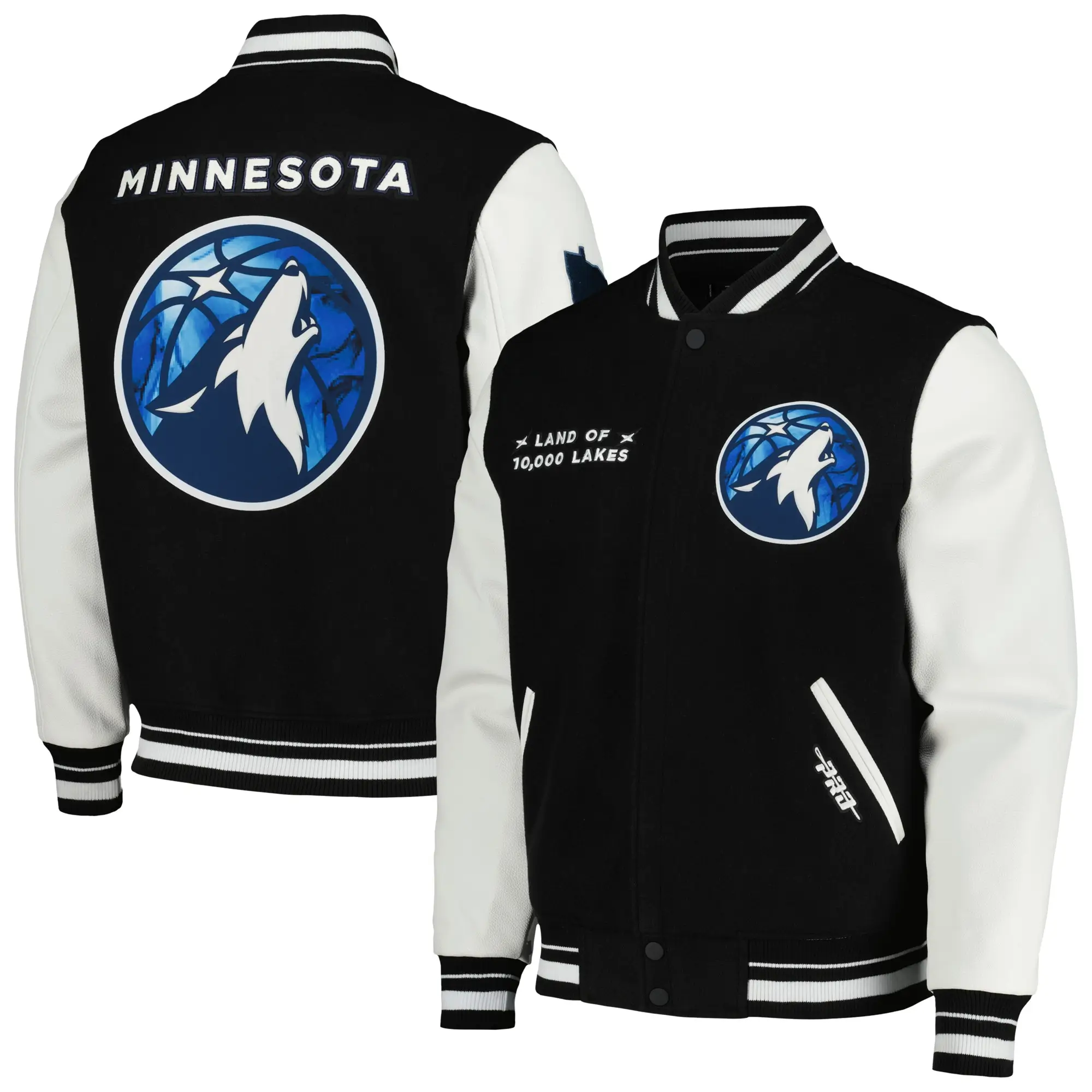 Minnesota Timberwolves Black City Edition Wool Varsity Jacket 2