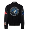 Minnesota Timberwolves Black Wool Varsity Jacket 1