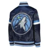 Minnesota Timberwolves Home Game Navy Blue Varsity Jacket 3