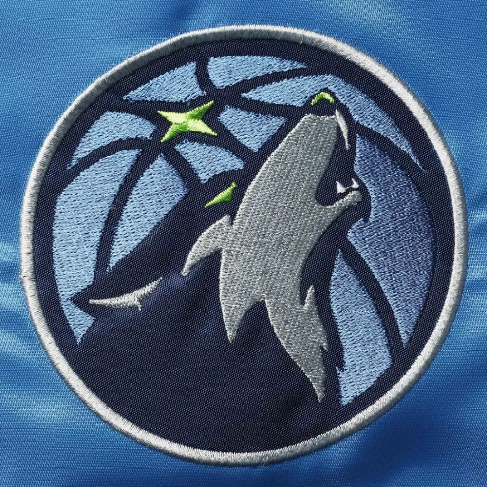 Minnesota Timberwolves Leader Navy Blue and Blue Varsity Jacket 2