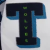 Minnesota Timberwolves Mashup Wool and Leather Navy Blue and White Varsity Jacket 7