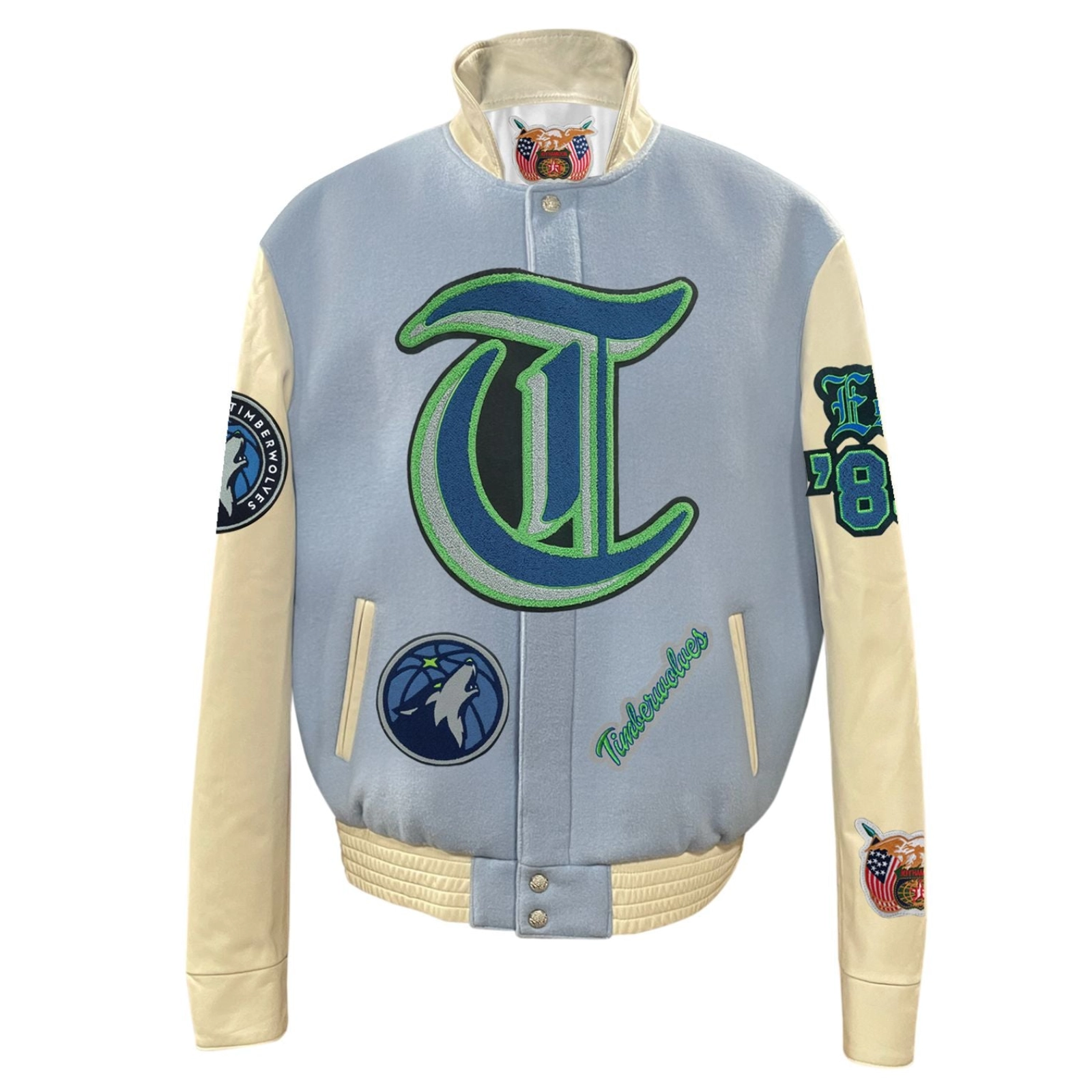 Minnesota Timberwolves Old English Blue Wool Varsity Jacket