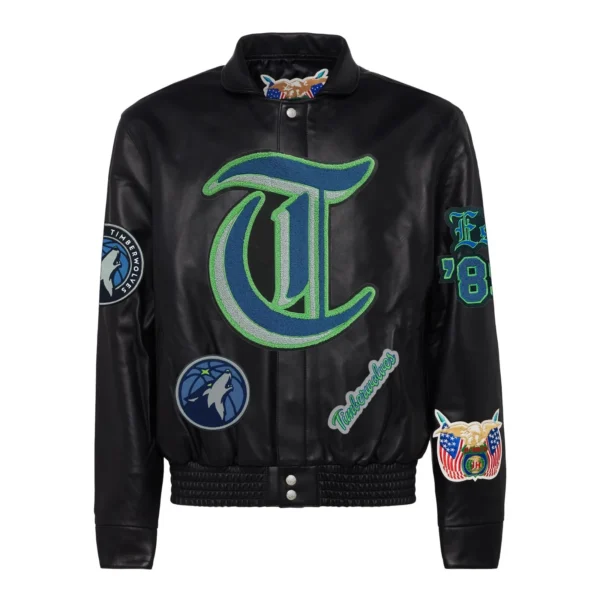Minnesota Timberwolves Old English Jeff Hamilton Black Jacket 1
