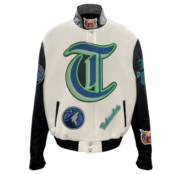 Minnesota Timberwolves Old English Wool Varsity White Jacket