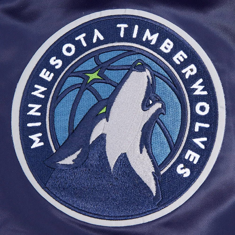 Minnesota Timberwolves Script Tail Navy Blue Varsity Jacket 6