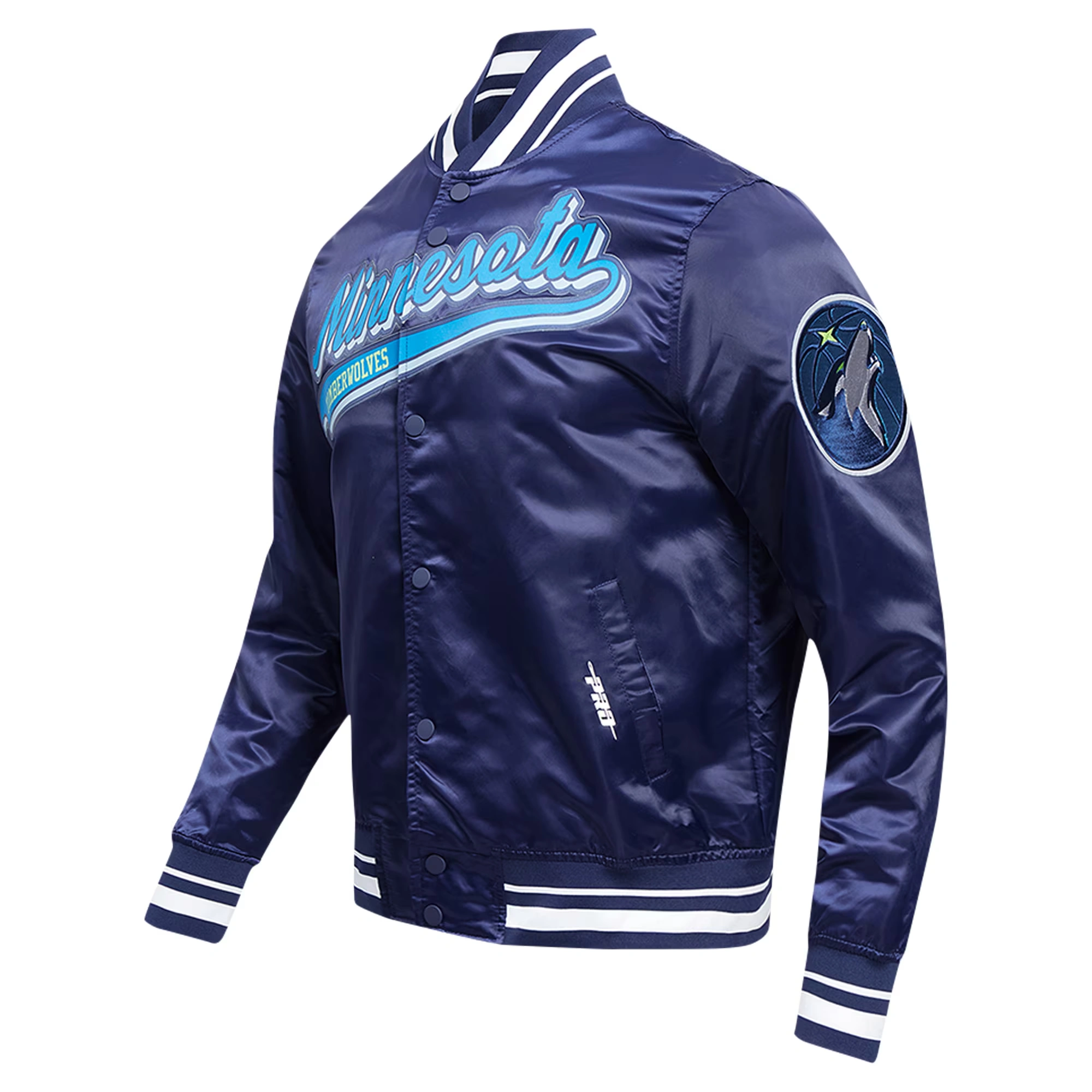 Minnesota Timberwolves Script Tail Navy Blue Varsity Jacket