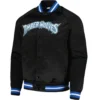 Minnesota Timberwolves Throwback Wordmark Black Varsity Jacket