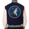 Minnesota Timberwolves Two Tone Navy Blue Wool Varsity Jacket 1