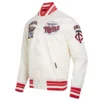 Minnesota Twins Retro Classic Full-Snap Satin Varsity Cream Jacket 2
