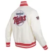 Minnesota Twins Retro Classic Full-Snap Satin Varsity Cream Jacket 3