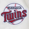 Minnesota Twins Retro Classic Full-Snap Satin Varsity Cream Jacket 5
