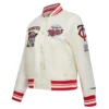 Minnesota Twins Retro Classic Women’s Full-Snap Satin Varsity Cream Jacket 2