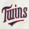 Minnesota Twins Retro Classic Women’s Full-Snap Satin Varsity Cream Jacket 1