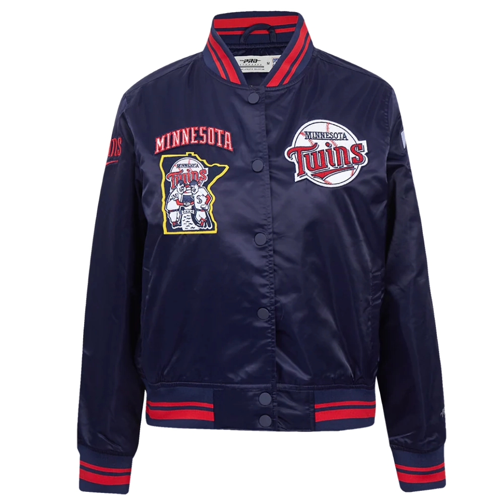 Minnesota Twins Retro Classic Women’s Full-Snap Satin Varsity Navy Jacket