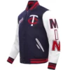 Minnesota Twins Script Tail Wool & Leather Varsity Jacket