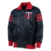 Minnesota Twins The Captain II Satin Varsity Jacket – Navy