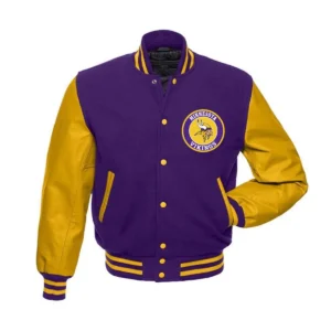 Minnesota Vikings Letterman PurpleYellow Wool & Leather Varsity Jacket