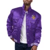 Minnesota Vikings Silver Tab Satin Trucker Purple Varsity Jacket