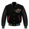 Minnesota Wild Letterman Logo Full Black Varsity Jacket