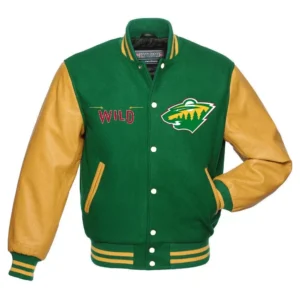 Minnesota Wild Letterman Patches Green Jacket