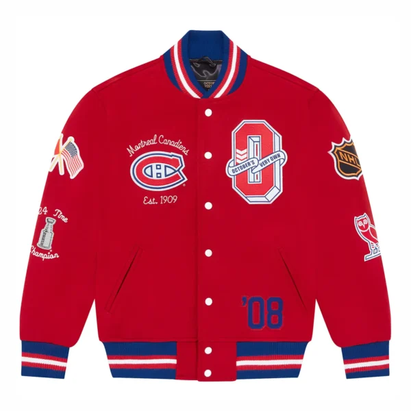 Montreal Canadiens OVO x NHL Red Varsity Jacket