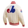 Montreal Expos Retro Classic Full-Snap Satin Varsity Cream Jacket 3